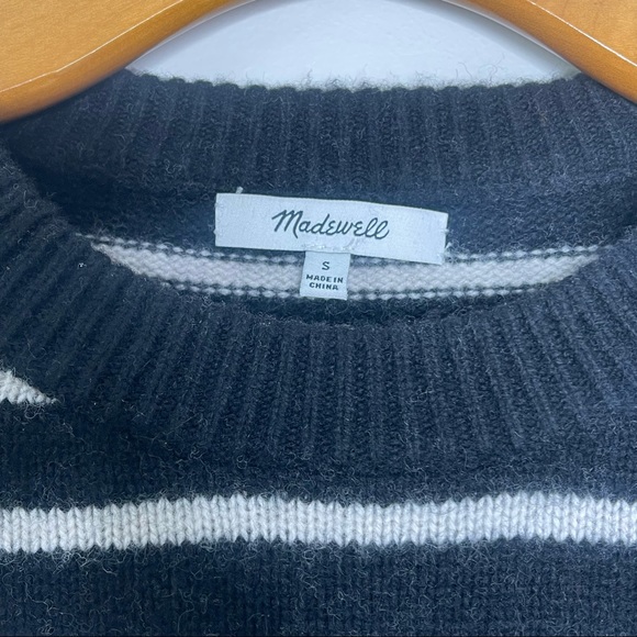 Madewell Size S Stripe Merino Wool Sweater Dress Tunic Button Sleeve - Picture 4 of 5